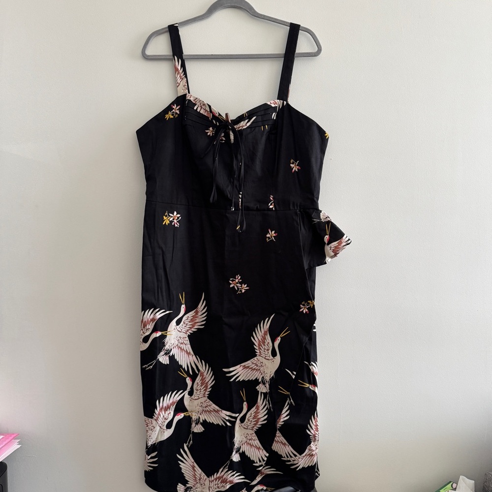 Crane Print sarong Dress NWT—2x